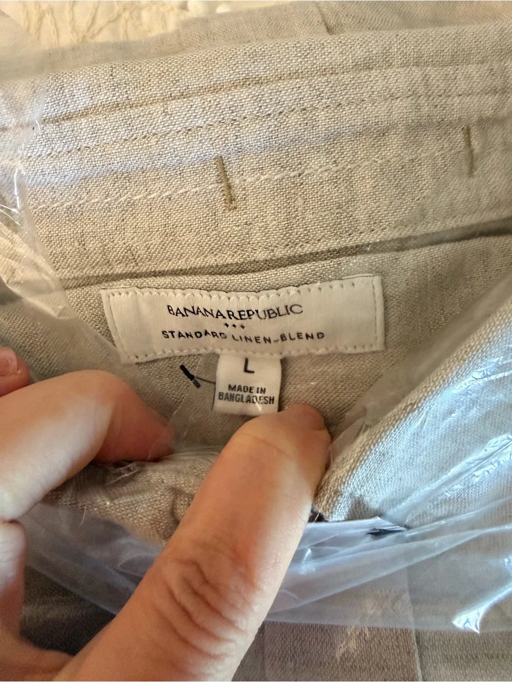 Banana Republic Men's Short-Sleeve Button-Down Linen Blend Shirt Size L